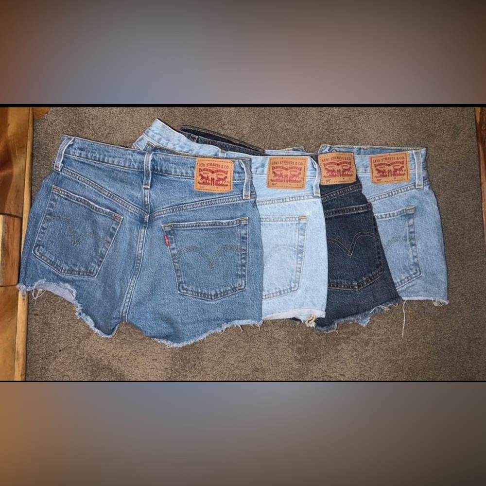 4 Pairs of 501 Levi Shorts, all are size 27. They are $25 each.